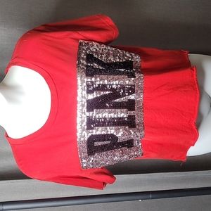 Vs Pink Red sequin top sz small